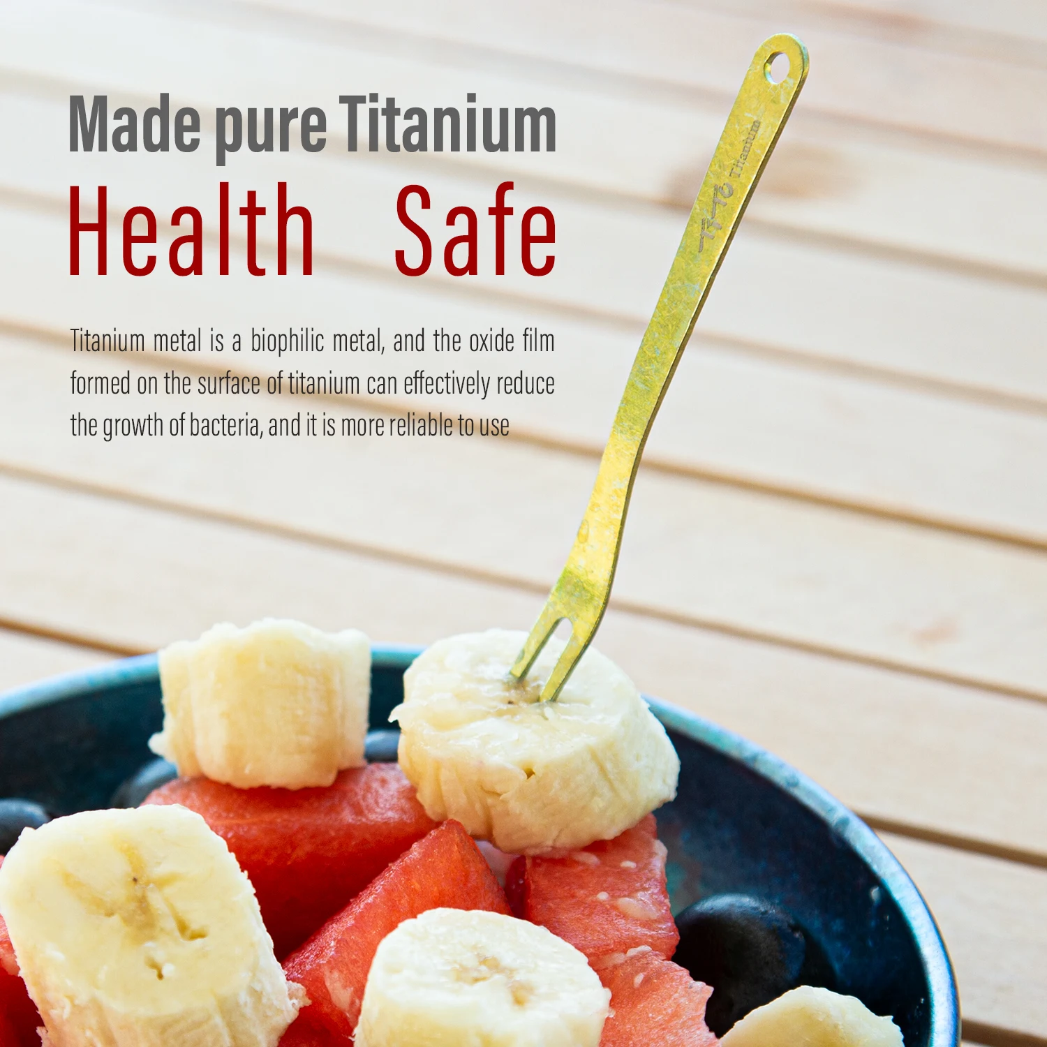 Camping Cutlery Portable Tableware Portable Cutlery Titanium Tableware TiTo 3pcs/Set Outdoors Titanium Fruit Fork Set Eco Friendly Kitchen Titanium Fruit Stick Dessert Forks Tableware Cooking Tools