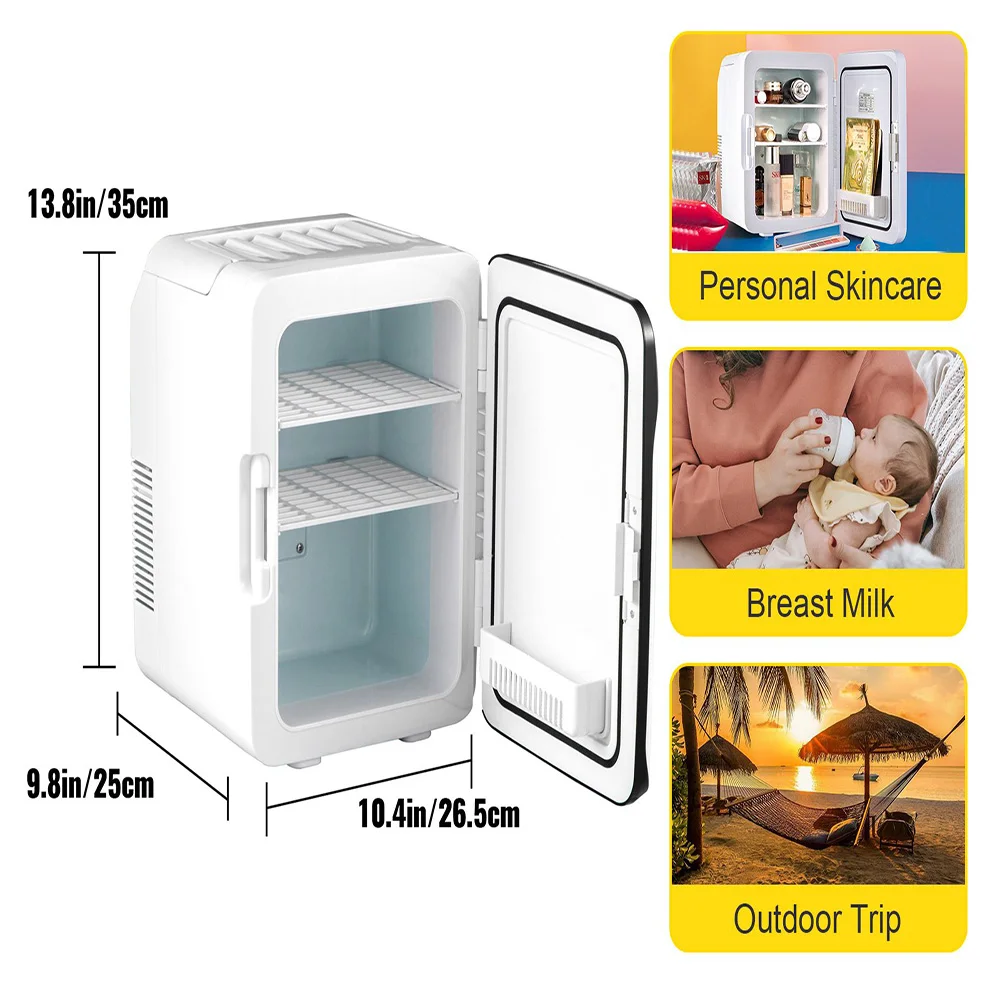 10L Refrigerators Compressor Mini Portable Fridge Black for Home, Office, Bedroom, Hotel Room, Car, Motor Vehicle