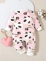 Autumn And Winter Baby Girls Super Soft Flannel Long Sleeve Trousers Onesie Comfortable Soft Cute Panda Print Clothing 2
