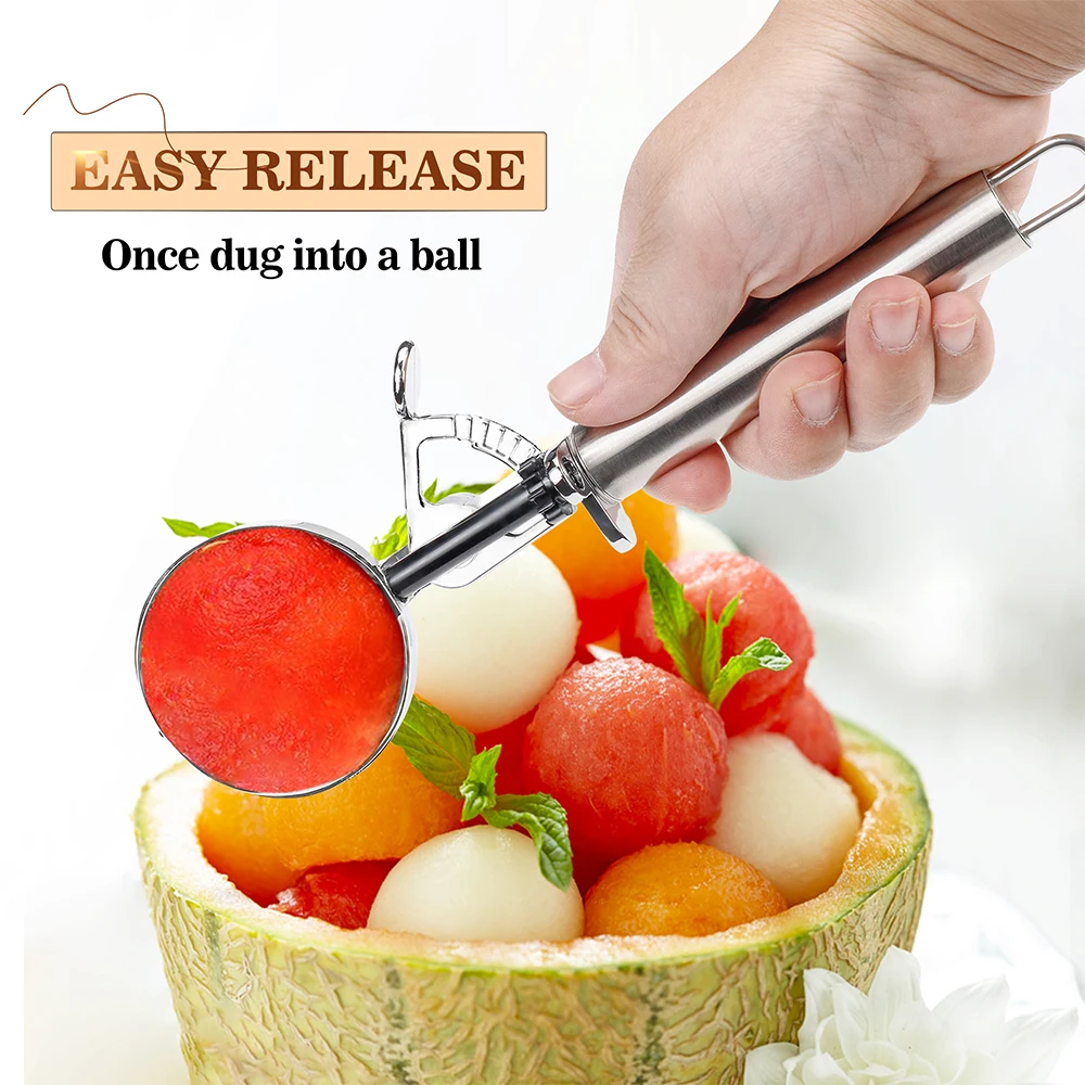 Premium Stainless Steel Ice Cream Scoop Set Multi-Function Kitchen Gadget Suitable For Ice Cream Fruit Cupcakes And Cookie Dough
