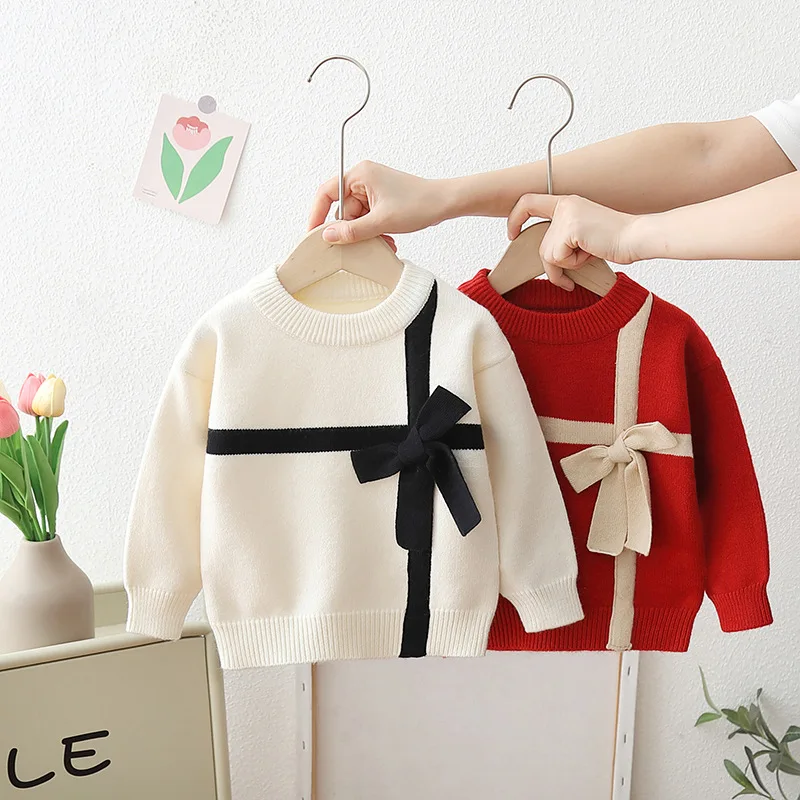 

Sweaters Girls Crewneck Stripe Knitted Sweaters Autumn Winter Casual Pullover Streetwear Basic Color Sweater Jumper Girl GY10141