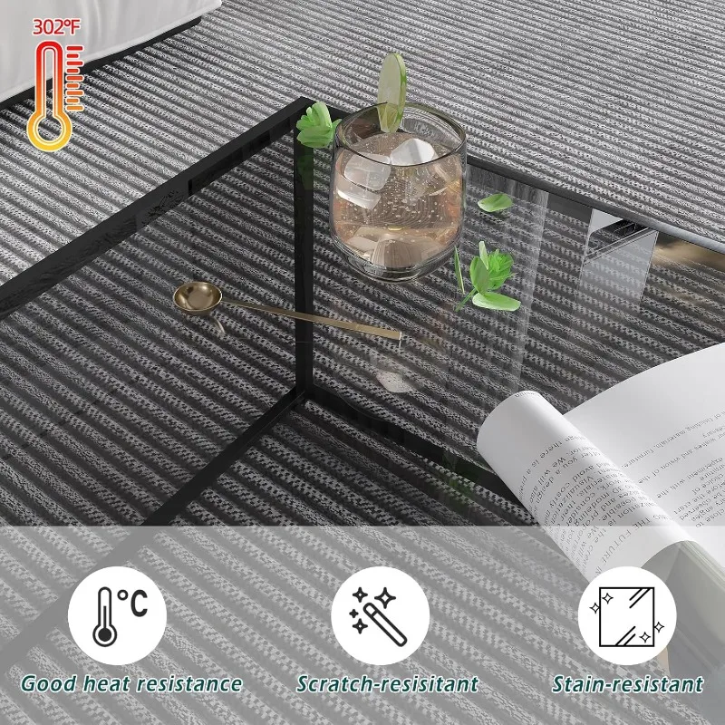 Glass Coffee Tables for Living Room Square Modern Center Table for Small Space,Tempered Glass-top with Sturdy Metal Frame Sofa 3