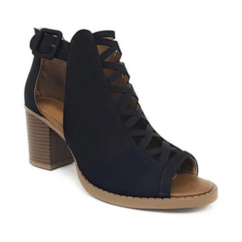 Platform High Heels Sandals Platform Sandals Women High Heels Square Heel Sandals Peep Toe Hollow Out Chunky Gladiator Sandals with Strap Spring Summer