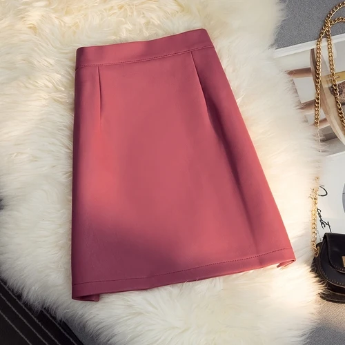 white tennis skirt Korean Autumn New Women Fashion OL Solid Skirts Vintage High Waist A-Line Faldas Mujer 2020 Chic Streetwear PU Mini Skirt skirt and top Skirts