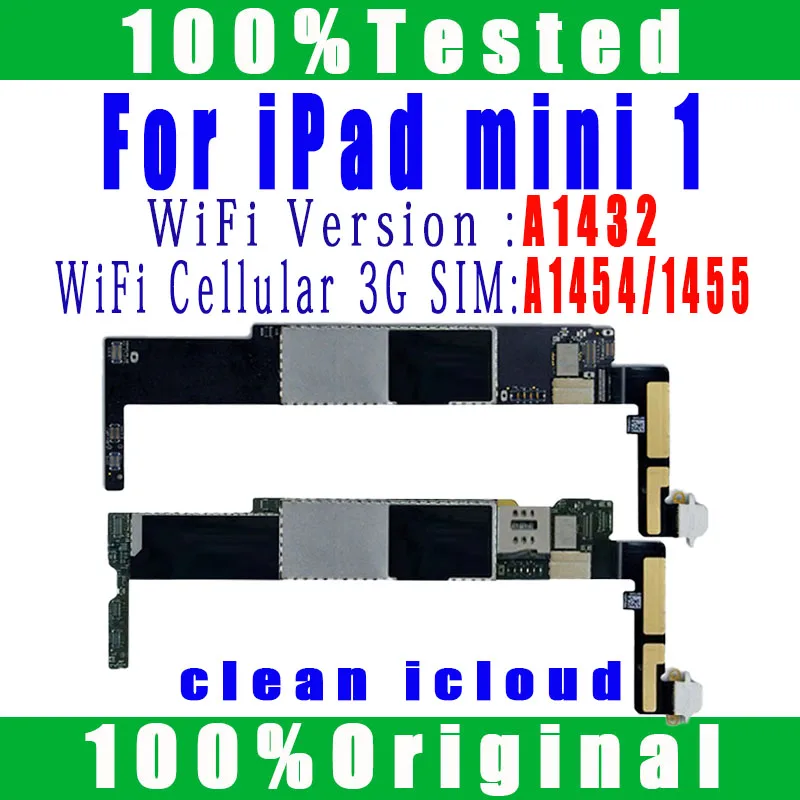 Original Free iCloud For Ipad Mini 1 Motherboard No ID Account Logic Board A1432 A1454 OR A1455