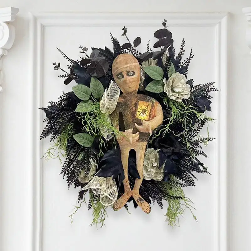 

Halloween Mummy Wreath Halloween Decorations Mummy Wreath Front Door Decoration Realistic Rose Mummy Decor for front door