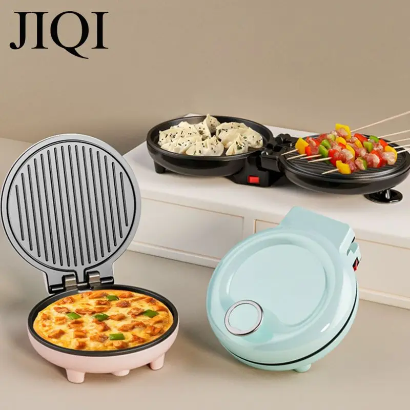 JIQI Household Electric Skillet Crepe Pancake Maker Double Side Heating Automatic Pizza making Machine Portable BBQ Frying Pan 4