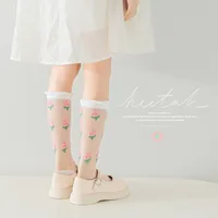 3 Pairs Summer Girls Socks Long Tube Socks Baby Soft Cotton Knee Socks Sweet Flower Pattern 5