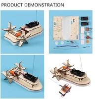 Exquisite Model Boat Vehicle Remote Control Boat for Kids Birthday Gifts Novelty Science Training DIY Wooden Vehicle Self-Made 4