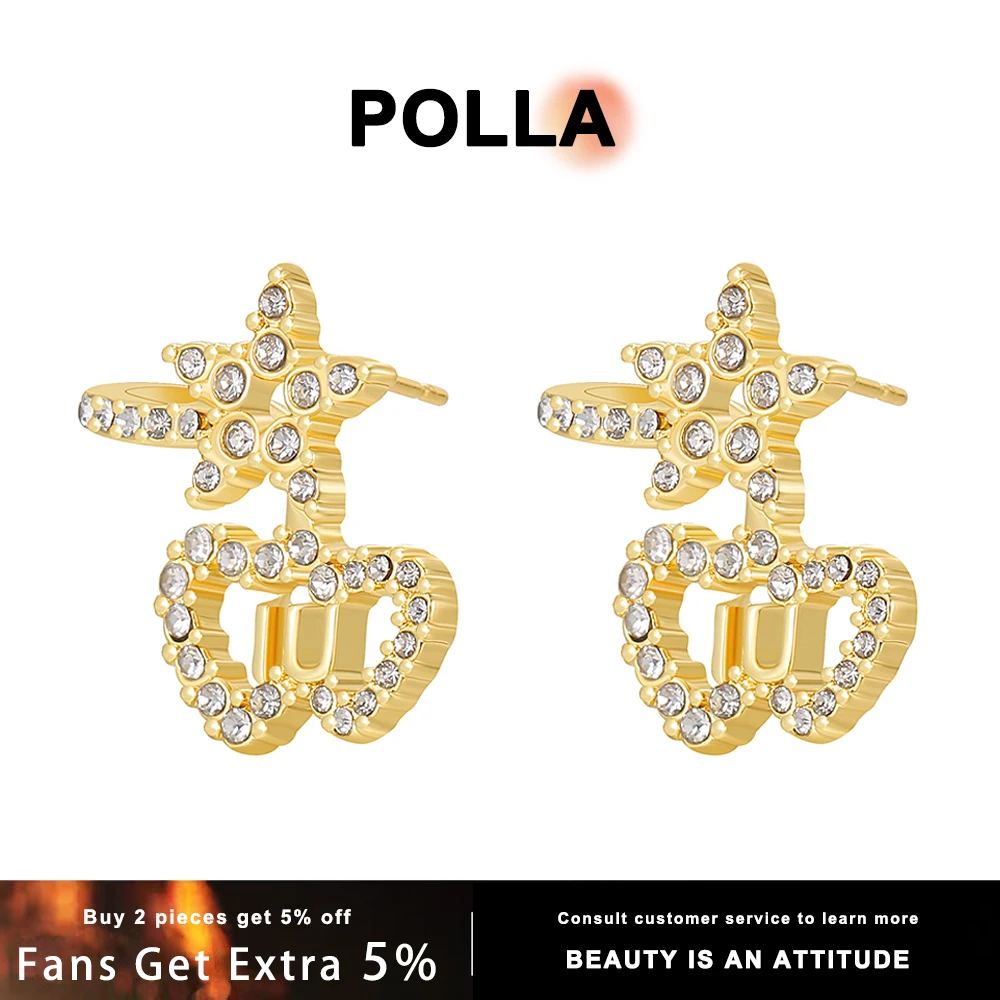 

Sweet and Cute Wind Star Love Letter Full Diamond Earrings Women's New in Light Luxury Fashion Jewelry Accessories