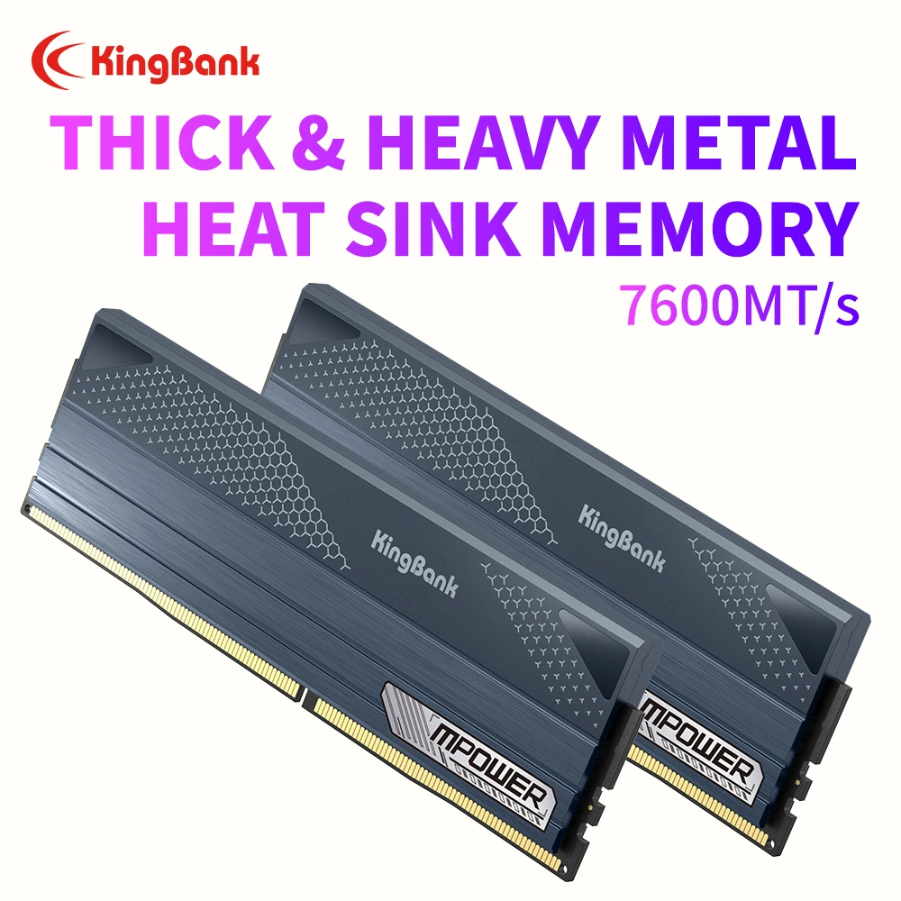 KingBank Black DDR5 Memory 32GB (16GBx2) 7600MHz CL36 High