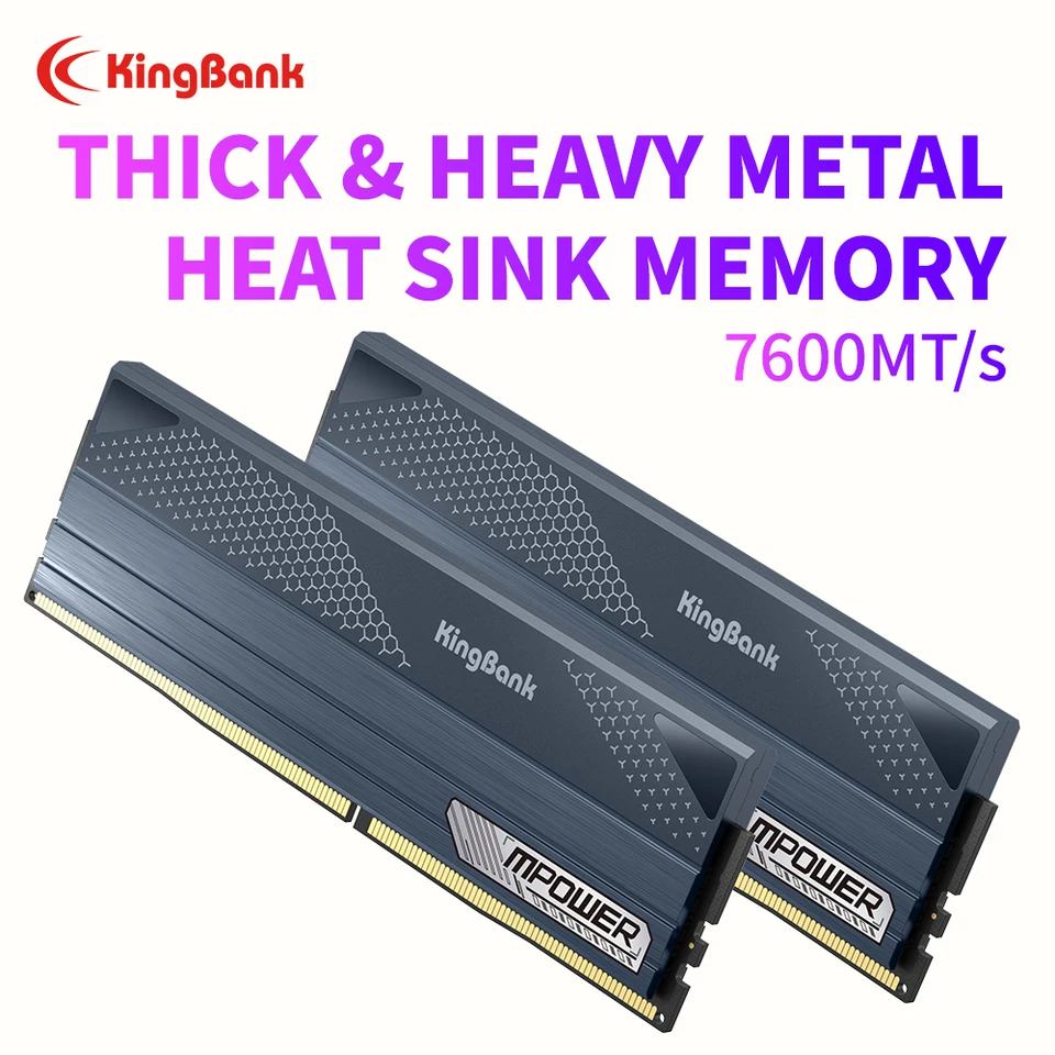 KingBank Black DDR5 Memory 32GB (16GBx2) 7600MHz CL36 High