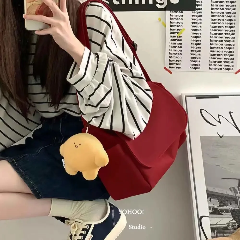 

Простая однотонная универсальная японская Холщовая Сумка через плечо для фитнеса для женщин в Корейском стиле