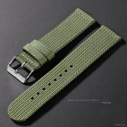 Versatile Quick Release Nylon Canvas Watch Straps - 22mm (Green)