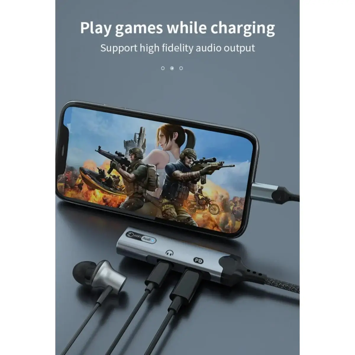 Type-C 3 in 1 headphone adapter USB C to 3.5mm audio converter 60W charging for iPhone15 Galaxy S23 S22