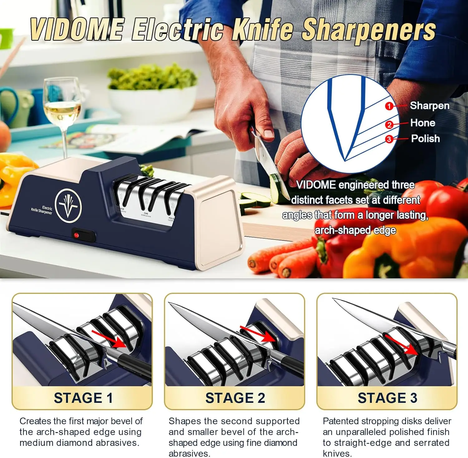 Professional Electric Knife Sharpener with 100% Diamond Abrasives and Precision Angle Guides 4