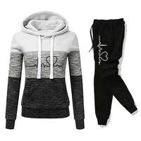 Femmes survêtement impression sweat à capuche pantalon de survêtement bloc de couleur polyvalent décontracté Jogging pulls Sport pantalon tenues S-3XL 5