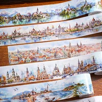 Mr Paper, 6 Rolls/Bag Along the Scenery Series Cityscape Paper Tape Set Colourful Tape Stickers Stationery Supplies Washi Tape 2