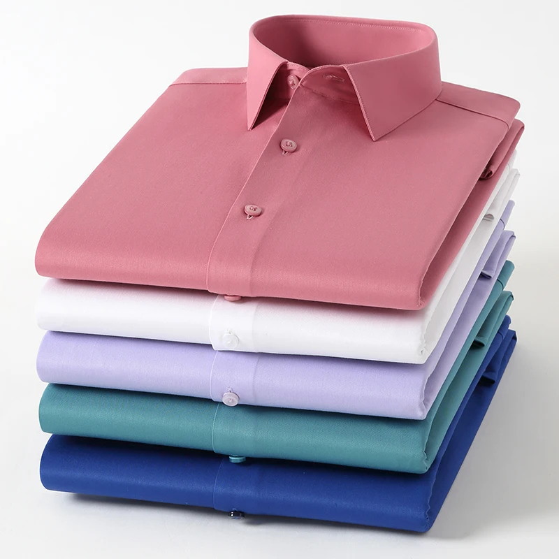 

Men's bamboo fiber comfortable and breathable long-sleeved classic micro-elastic business slim casual anti-wrinkle formal shirt