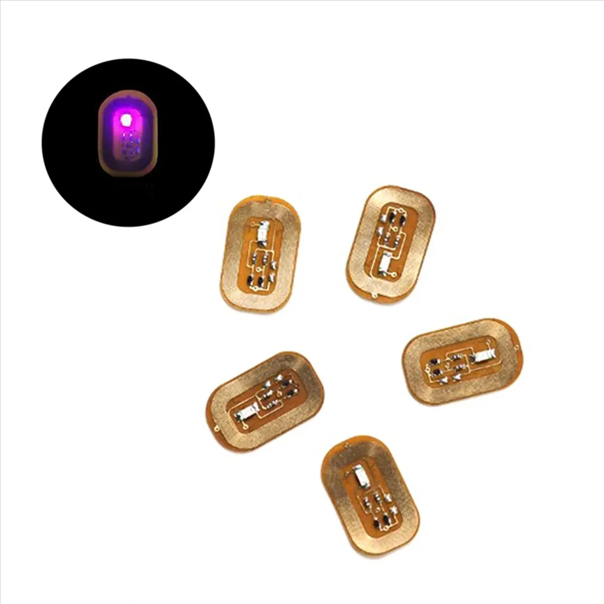 15Pcs NFC 플래시 네일 스티커 LED 베어 칩 지능형 발광 네일 램프 네일 스티커 강화, 보라색 빛