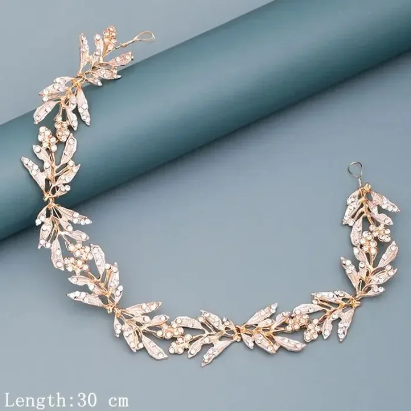 Pearl Rhinestone Flower Headband Wedding Hair Accessories For Women Bridal Headband Hair Jewelry Light Gold Wedding Accessories