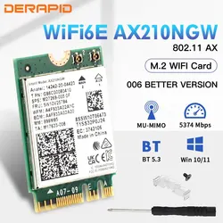 Ultra - Fast Dual - Band Wireless Adapter with Bluetooth 5.3 - Up to 5374Mbps WiFi Speeds on 2.4G/5G/6GHz (AX210NGW WiFi6E)