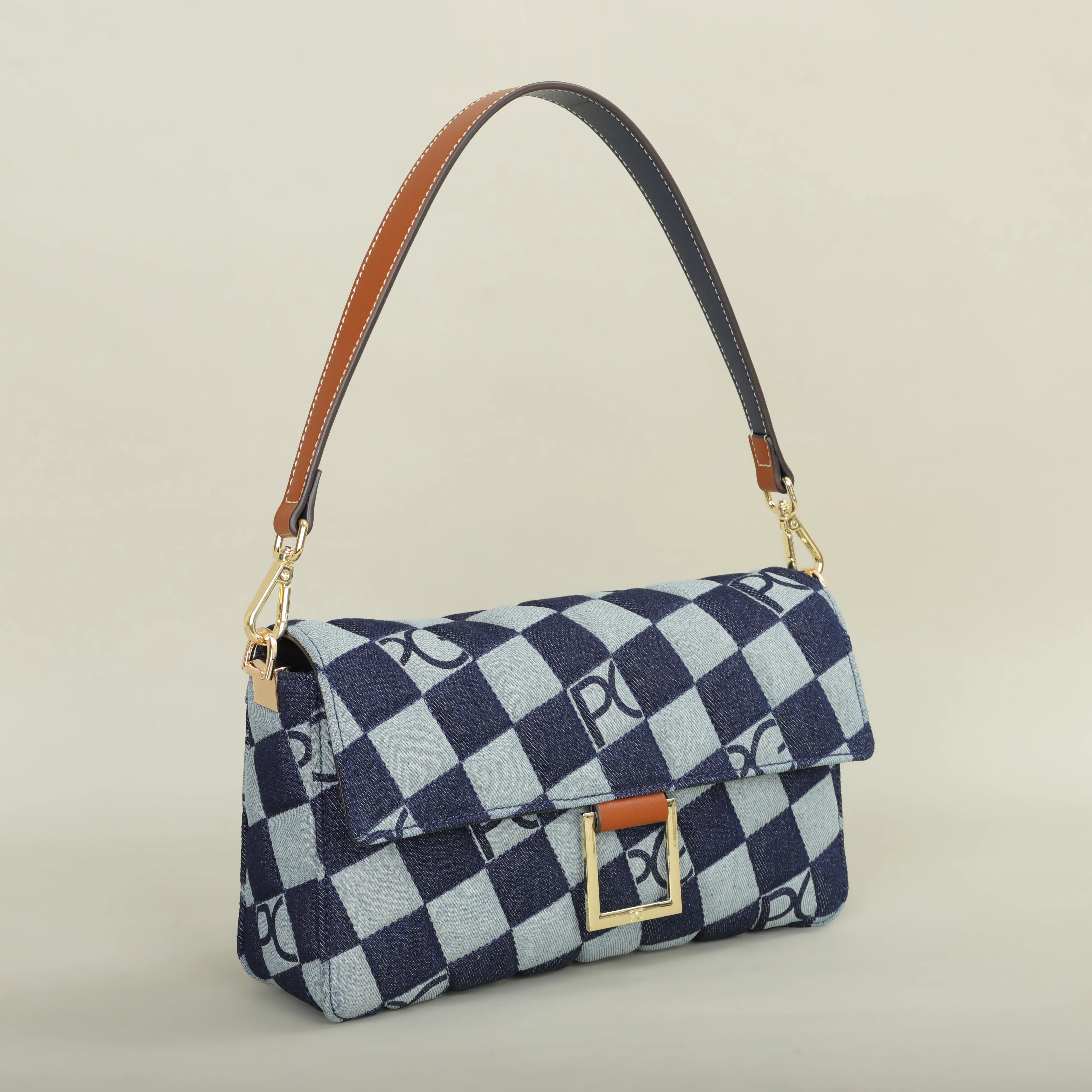 Bright satchel bag on display