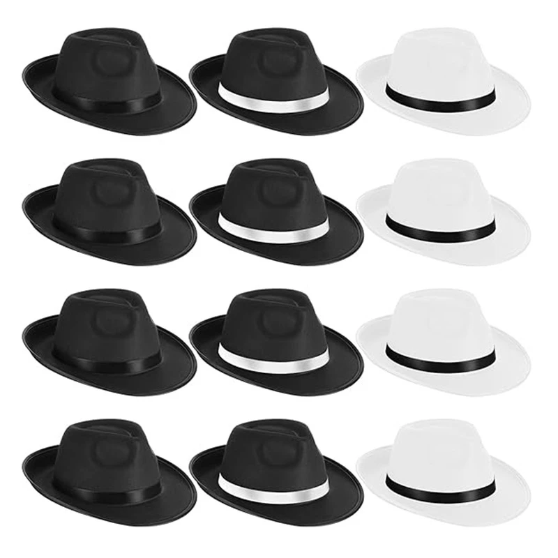 Men Cowboy Hat, Vintage Wide Brim Ribbon Jazz Hat Western Cap Party Hat for Cocktail