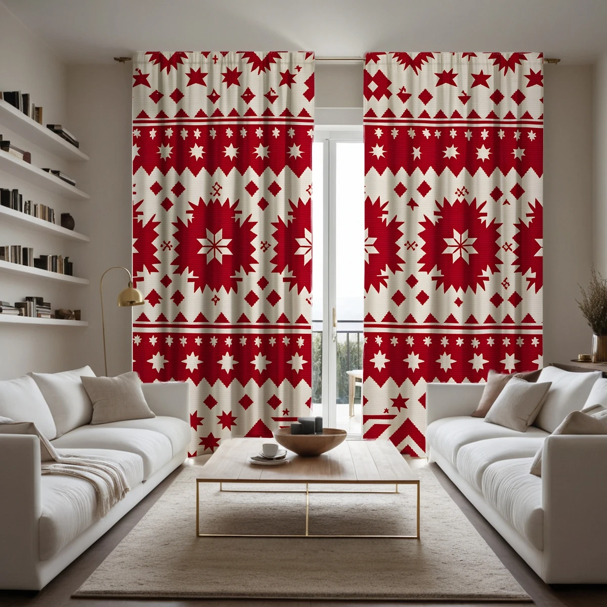 2pcs HD Christmas New Year plaid decorative curtain Red tie digital printed curtain Home Decoration style Decoration living r 3