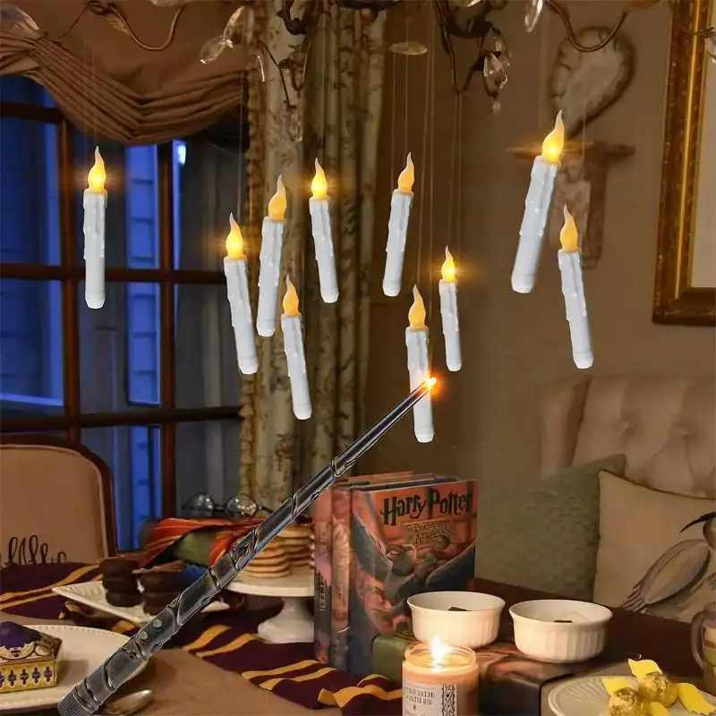 

12Pcs Fantasy Floating Candles Wand Remote Flickering Flameless Taper LED Candle Lights Birthday Party Home Wedding Decoration