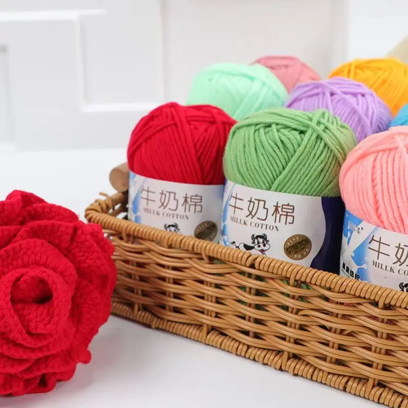 5-Ply Soft Milk Cotton Knitting Yarn Needlework Dyed Lanas For Crochet Craft Sweater Hat Dolls DIY Crocheting 4