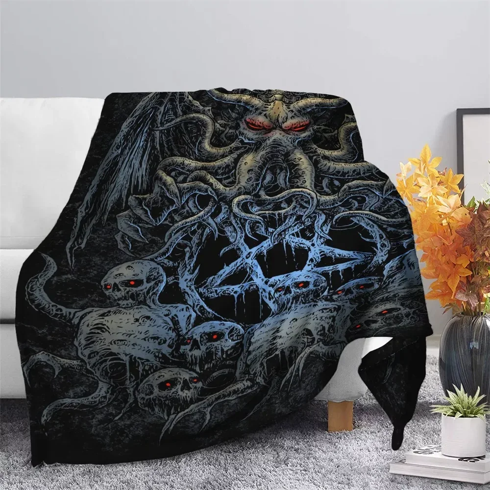 Gothic Punk Style Plush Throw Blanket for Bedroom Death Skull Printed Throw Blankets Special Halloween Gifts for Teenager Adluts 2