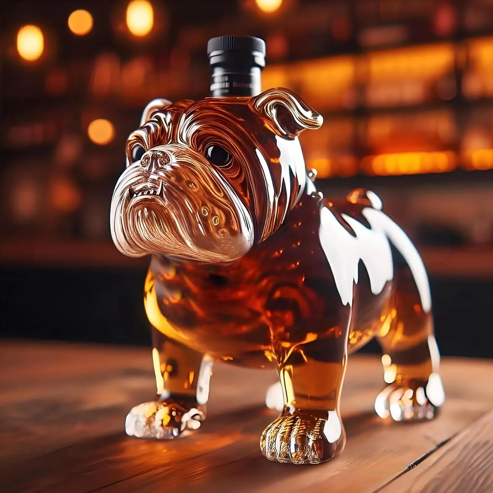 1pcs Funny Glass Whiskey Bottle Collectible Novelty Whiskey Decanter Bulldog Shape Whiskey Bottle Decanter For Men Father