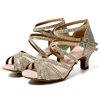Latin Dance Shoes 2024 New Adult Women's Mid High Heel Diamond Dance Shoes Summer Soft Sole Chacha Square Women's Shoes 1