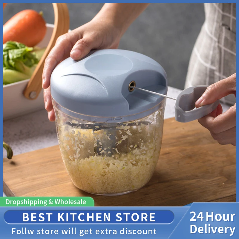 500/900ml Garlic Chopper Manual Rotate Vegetable Cutter Chopper Slicer