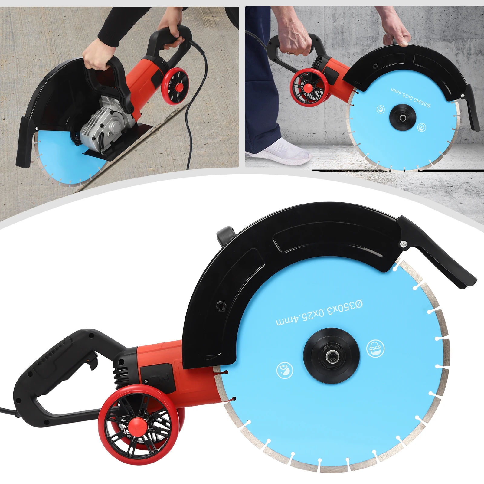 14'' Portable Electric Concrete Saw With Water Pump And Blade Wet/Dry