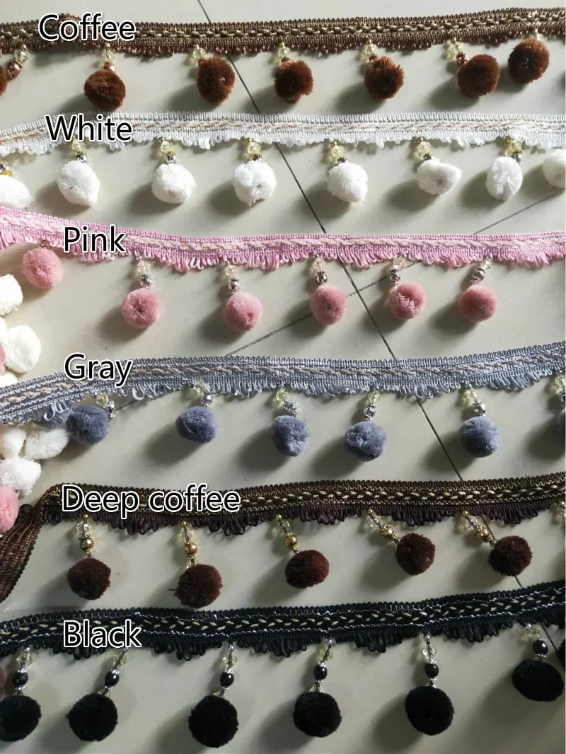Hair Ball Lace Fringe Tassel With Curtain Sofa Tablecloth Lace Trim Accessories DIY Decoration 6Y-12Yard/Lot