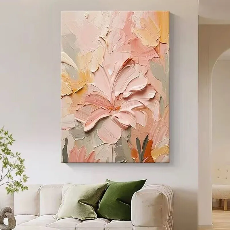 

3D Painting Thick Oil Living Room Hanging Painting Corridor Sofa Background Wall Decoration Painting Abstract Flowers For Home