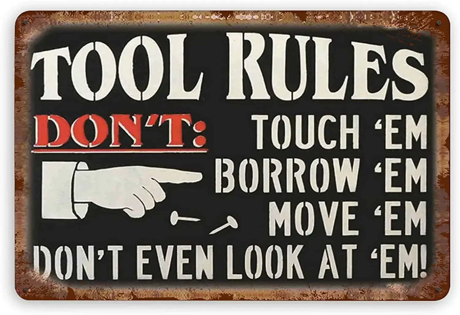 

Vintage Tin Signs Tool Rules Metal Vintage Man Cave Tin Sign Wall Decor Posters 12x8inch