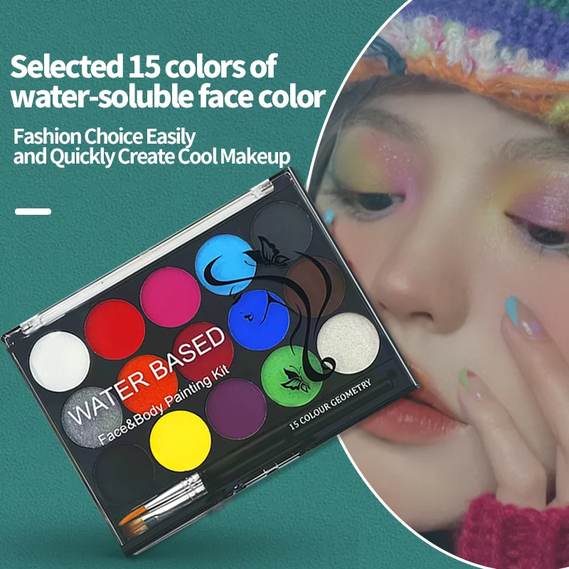 24 Farben Gesichtsfarbe Palette – Wasserlösliche Schminkfarbe Für Face & Body Painting | Mit Pinsel, Für Halloween & Karneval