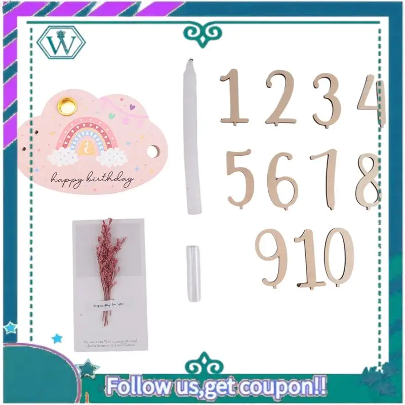  마일스톤 번호 기념 카드 키트   나무 새겨진 연령 사진 액세서리 출산 선물