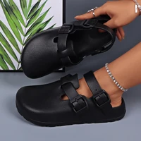Chaussures de créateur pour femmes, talons à plateforme, boucle réglable, chaussures de Chef légères et imperméables, sabots mules noirs, décontractées et confortables 1