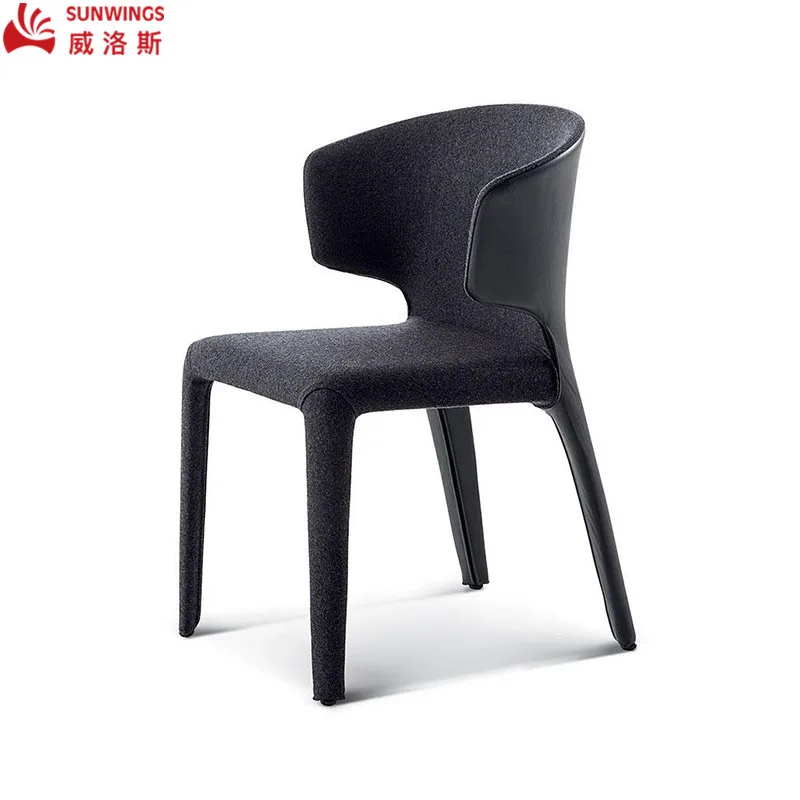 Modern Wood Dining Table And Chairs Luxury Design Minimalist Coffee Chair Wooden Legs Upholstery PU Leather Dining Chair