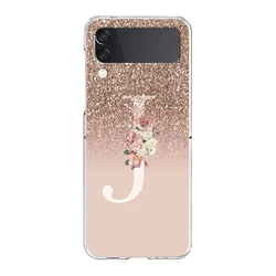 Pink Flower Letters Hard Folding Phone Case Cover - Elegant Floral Design - Galaxy ZFlip 4 (-1)