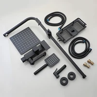 ก๊อกน้ำฝักบัว KEMAIDI สีดำ แบบ 4 ทาง ระบบฝักบัวแบบเรนชาวเวอร์ ผสมน้ำร้อนน้ำเย็น พร้อมหัวฉีดชำระและชั้นวางของในห้องน้ำ 5