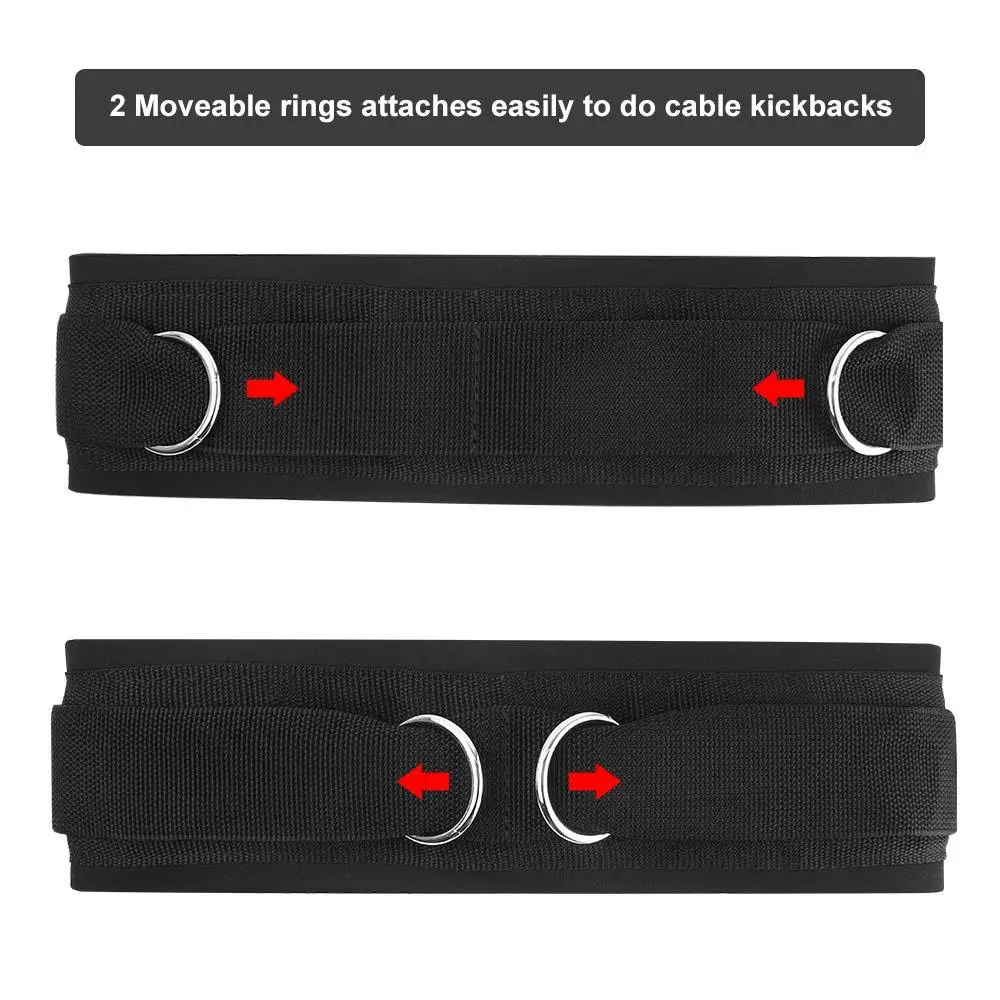 Waist Belt Neoprene Padded Gym Pulley Strap with Rings for Cable Machines Fitness Exercise Speed Agility Resistance Training 4