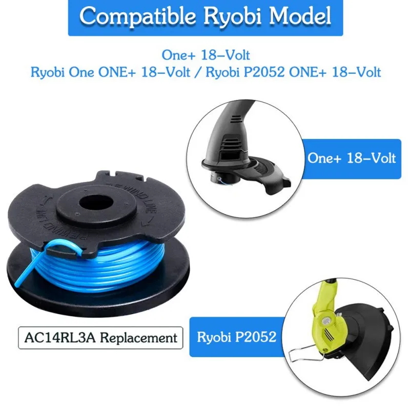 Ryobi One+ AC14RL3A .065 Line Spool Replacement for Ryobi 18v 24v And 40v Cordless Trimmers Tools