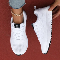 Women's Breathable Casual Sneakers - Luxury Brand Light Sport and Walking Shoes - 39 (WHITE)