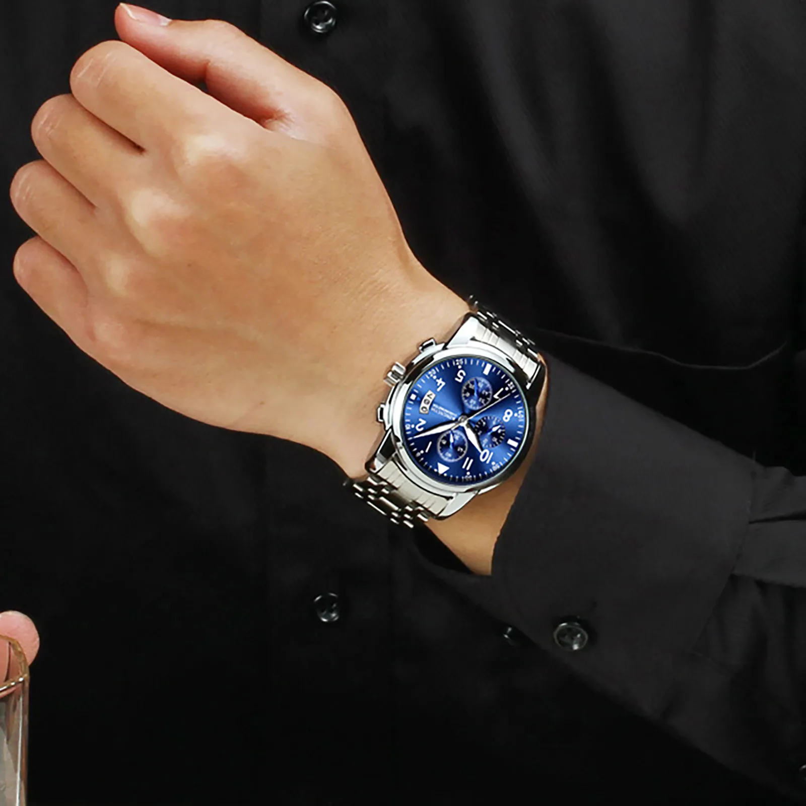 Fashion Men's Steel Band Watch Single Calendar Glow Watches Luxury Wrist Business Watch Quartz Clock Relogio Masculino