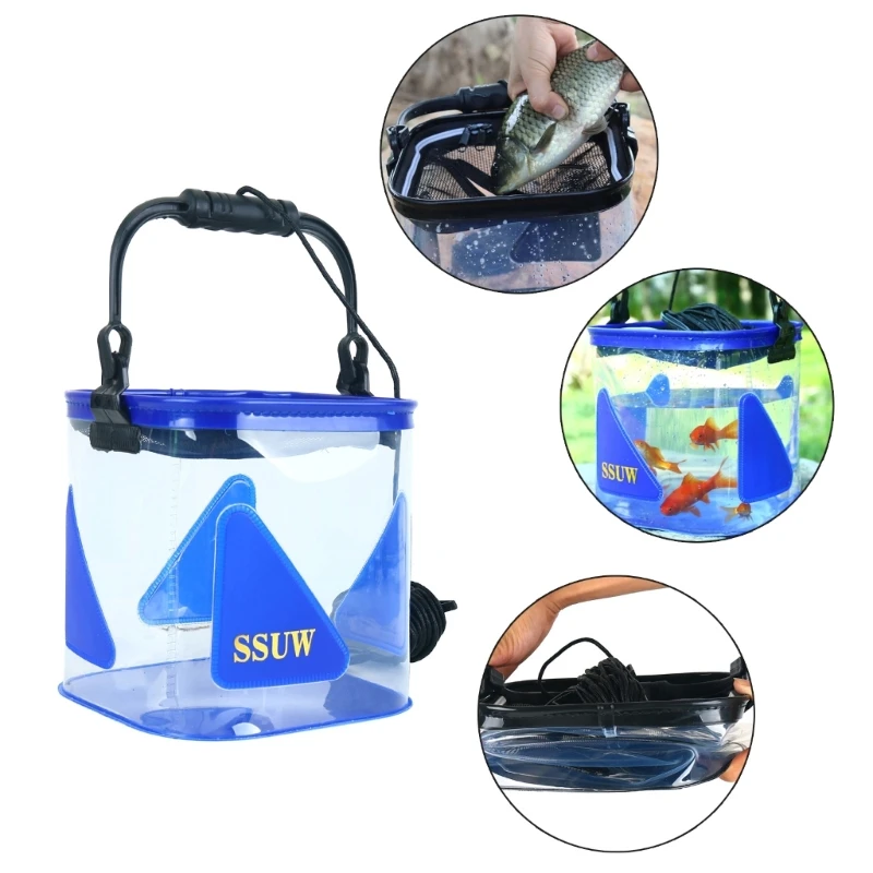 Transparent EVA Fishing Bucket Folding Portable Collapsible